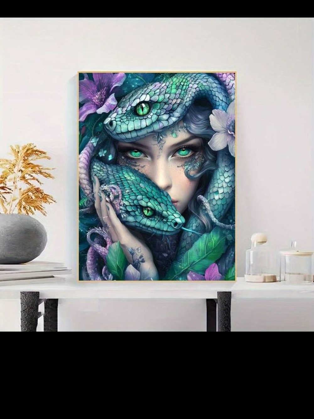 5D Mystical Serpent Portrait Diamond Art Kit Teal & Purple NWT